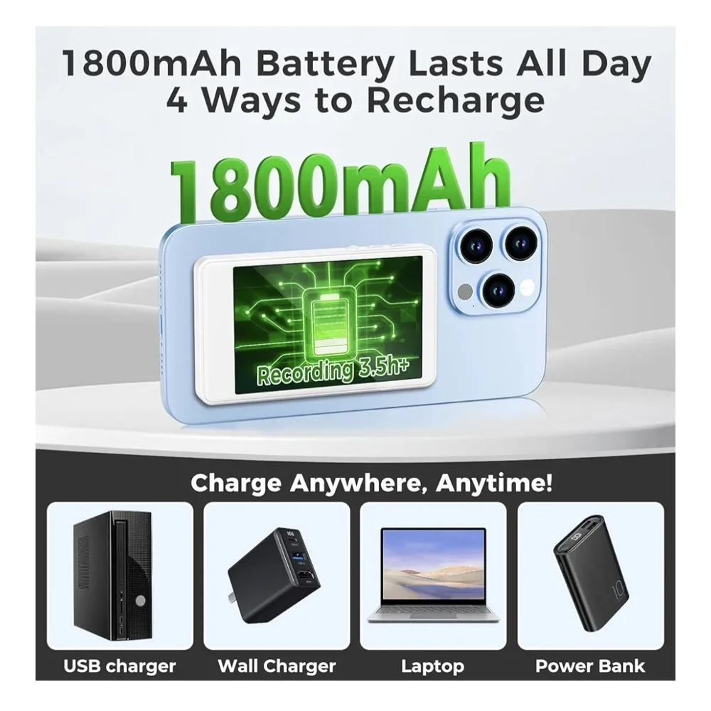 Wireless Selfie Monitor Screen for iPhone & Android，1800mAh with Bluetooth
